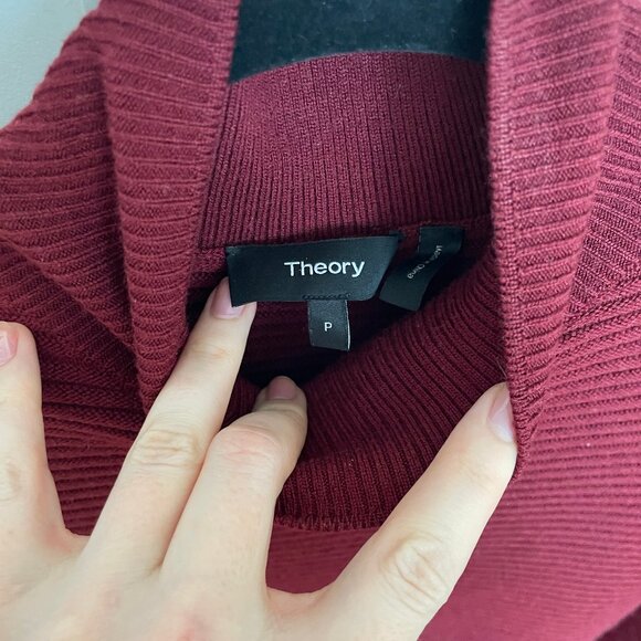 Theory Mockneck Ribbed Sweater, Wine Red, Size S--LIKE NEW - Picture 2 of 5